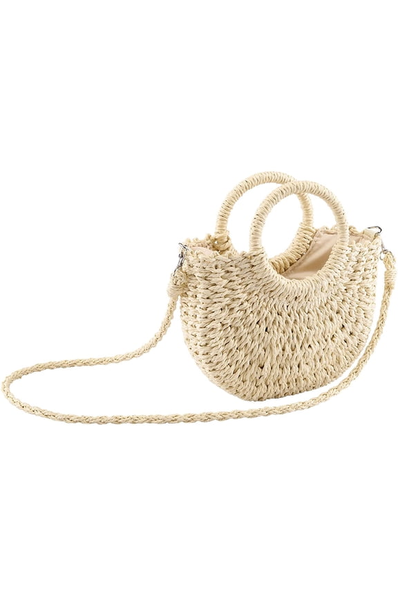 Women Straw Handbag Mini Summer Beach Rattan Tote Bag Crossbody Shoulder Top Handle Handbag Handmade Purse Clutch Bag