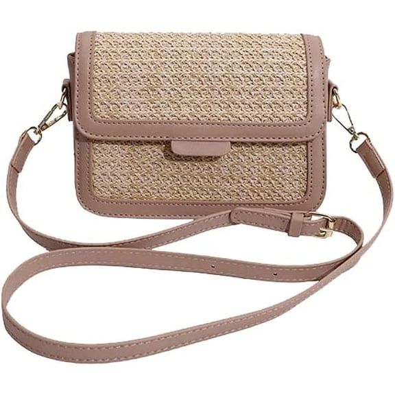 Kukuzhu Women Straw Shoulder Bag Woven Crossbody Bags Straw Beach Bag Small Tote Purses Satchel Bag Hobo Bags