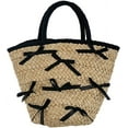 thumbnail image 1 of Kukuzhu Women Straw Tote Bag Cute Top-handle Handbag Summer Beach Bag Straw Rattan Clutch Bag with Bowknot Decoration, 1 of 7
