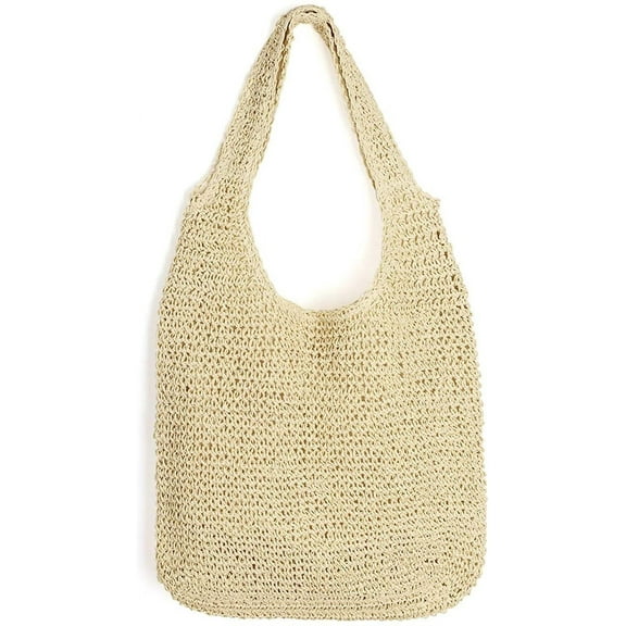 Kukuzhu Women Straw Woven Summer Beach Bag Tote Shoulder Handmade Weaving Handbag