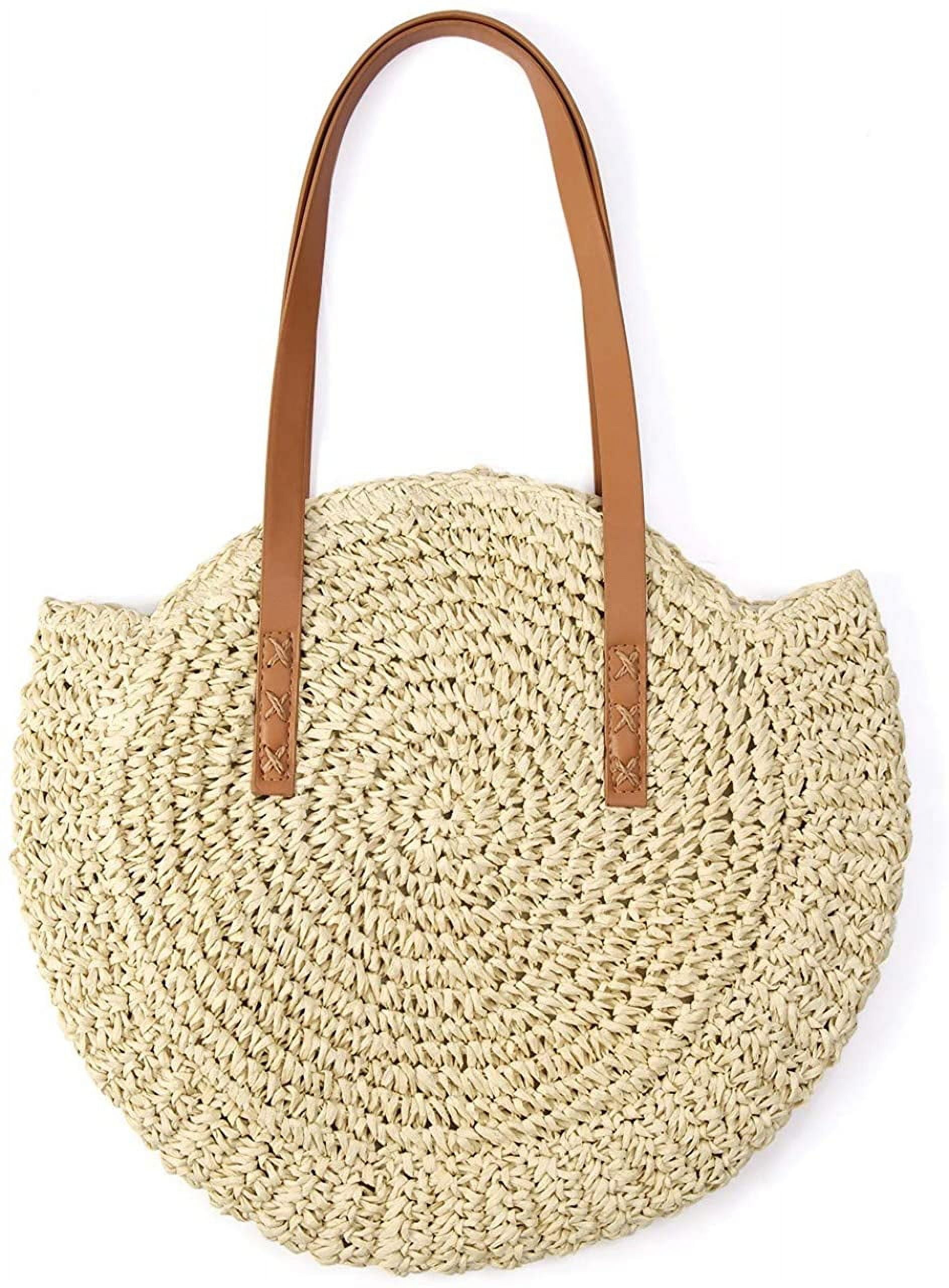 Kukuzhu Women Straw Woven Tote Handbag Large Beach Handmade Purse ...