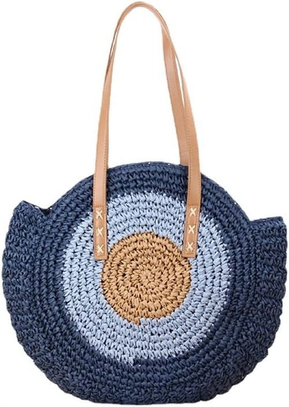 Kukuzhu Women Straw Woven Tote Handbag Round Beach Shoulder Bag Women ...
