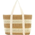 thumbnail image 1 of Kukuzhu Women Stripe Straw Tote Bag Large Handmade Woven Beach Bag Summer Elegant Travel Shoulder Bag, 1 of 7