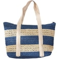 thumbnail image 1 of Kukuzhu Women Stripe Straw Tote Bag Trendy Large Handmade Woven Beach Bag Summer Elegant Travel Shoulder Bag, 1 of 6