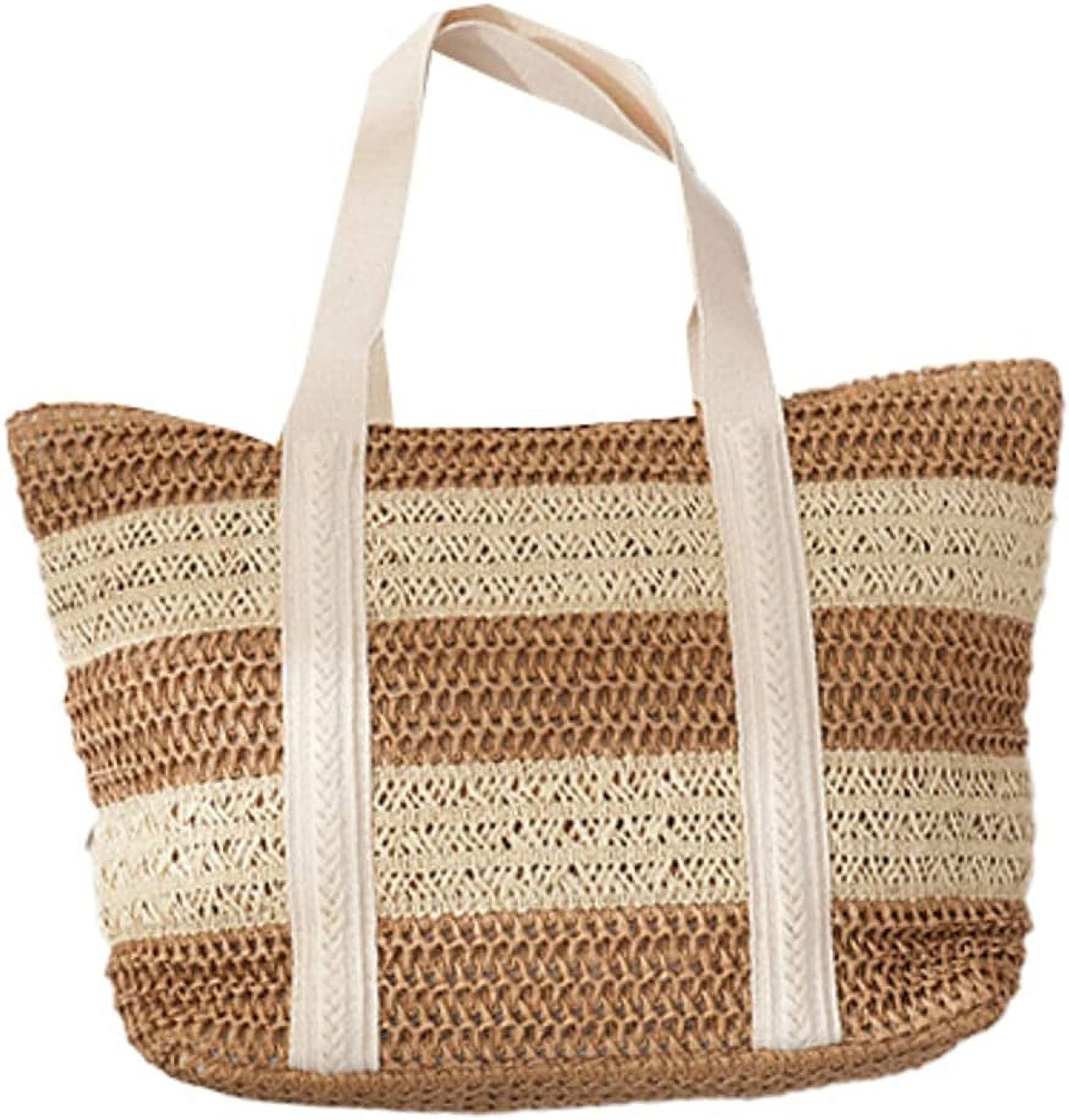 Kukuzhu Women Stripe Straw Tote Bag Trendy Large Handmade Woven Beach ...