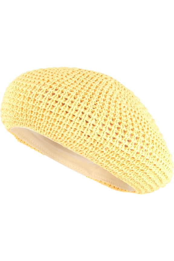 Women Summer Straw Woven Sunhat Classic Beret Artist Painter Sun Hat Cap