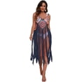 thumbnail image 1 of Kukuzhu Women Swimsuit Coverups Crochet Floral Long Fringe Hem Beach Swimsuit Bikini Tassel Slip Dress Cover Up Pool Swimwear, 1 of 5