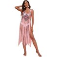 thumbnail image 1 of Kukuzhu Women Swimsuit Coverups Crochet Floral Long Fringe Hem Beach Swimsuit Bikini Tassel Slip Dress Cover Up Pool Swimwear, 1 of 7