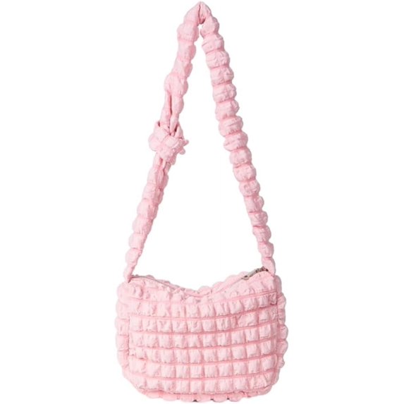 Kukuzhu Women Tote Bag Cute Bubble Hobo Bag Puffer Bag Pleated Shoulder Bag Lightweight Crossbody Bag Summer Beach Bag Purse