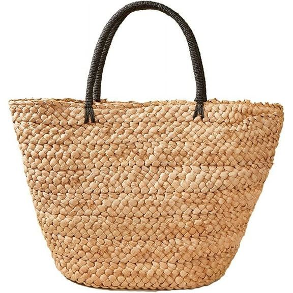 Kukuzhu Women Tote Bag Straw Woven Handbag Trendy Summer Ladies Girls Beach Travel Bucket Bag
