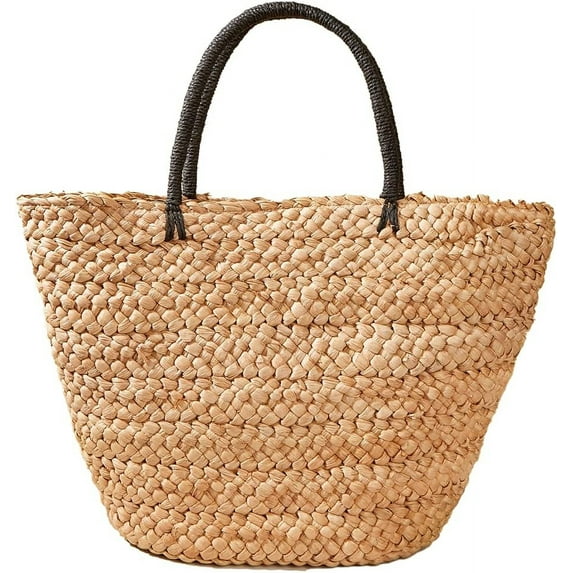 Kukuzhu Women Tote Bag Straw Woven Handbag Trendy Summer Ladies Girls Beach Travel Bucket Bag