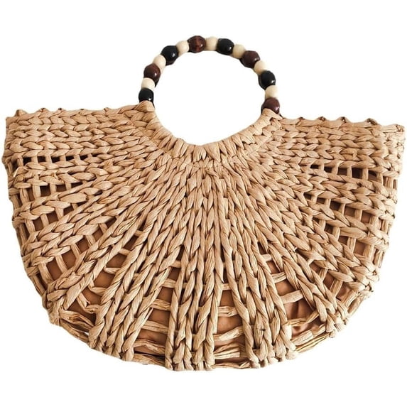 Kukuzhu Women Tote Bag Straw Woven Handbag Trendy Summer Ladies Girls Beach Travel Bucket Bag