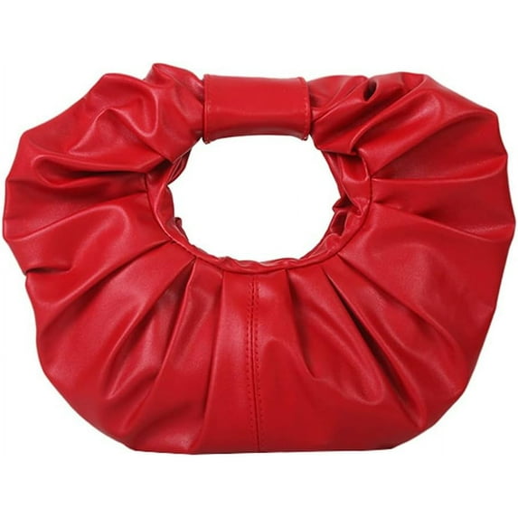 Kukuzhu Women Tote Handbags Chic Pleat PU Wedding Party Evening Clutch Purse