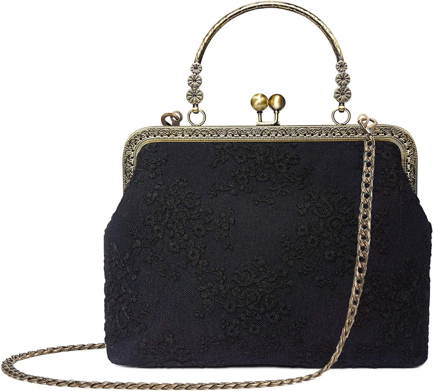 Buy Abuyall Women Small Retro Purse Vintage Top Handle Handbag Kiss Lock  Shoulder Bag B at Amazon.in