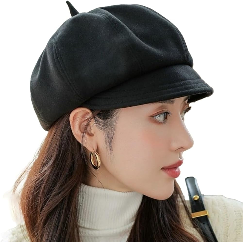 Kukuzhu Women Wool Tweed Newsboy Ivy Cap 8 Panels Gatsby Golf Hat Captain Hat Beret Paperboy Cap Walmart
