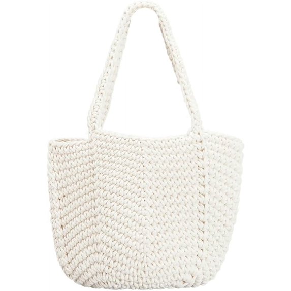 Kukuzhu Women Woven Hollow Handbag Handmade Fashionable concise Shoulder Woven Bag Vacation Retro Bag