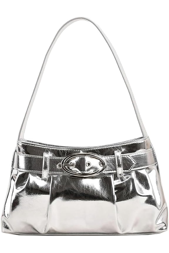 Women Y2k Sparkly Evening Handbag Punk Style Hobo Bag Silver Purse PU leather Clutch Retro Tote 2023