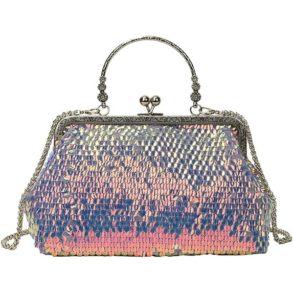 Kukuzhu Women's Beaded Sequin Evening Bag Sparkly Clutch Purse Evening Clutch Handbag Wedding Evening Formal Bag