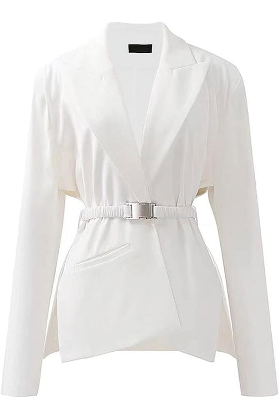 Women's Blazers Belted Jacket Long Sleeve Work Office Wrap Suit Jackets