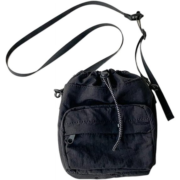 Kukuzhu Women’s Casual Tote Bag Mini Crossbody Bag Phone Bag Purse Nylon Shoulder Handbag Drawstring Messenger Bag