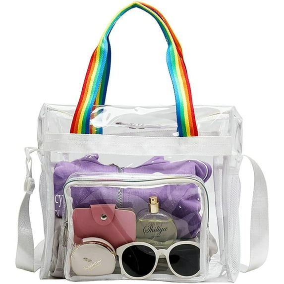 Kukuzhu Women's Clear Shoulder Satchel Bag Tote Bag Chic Handbag Cute Purse Crossbody Bag Transparent Bag