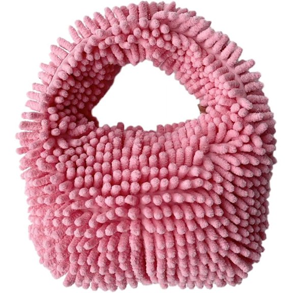 Kukuzhu Women's Clutch Bag Cute Satchel Handbag Fluffy Solid Color Purse Mini Cute Handbag