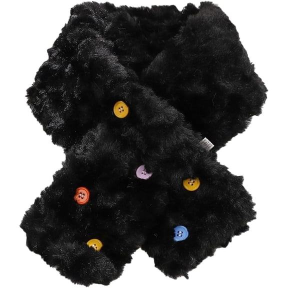 Kukuzhu Women's Colorful Button Scarf Korean Version Autumn and Winter Fashion Neck Cold Embossed Plush Neck