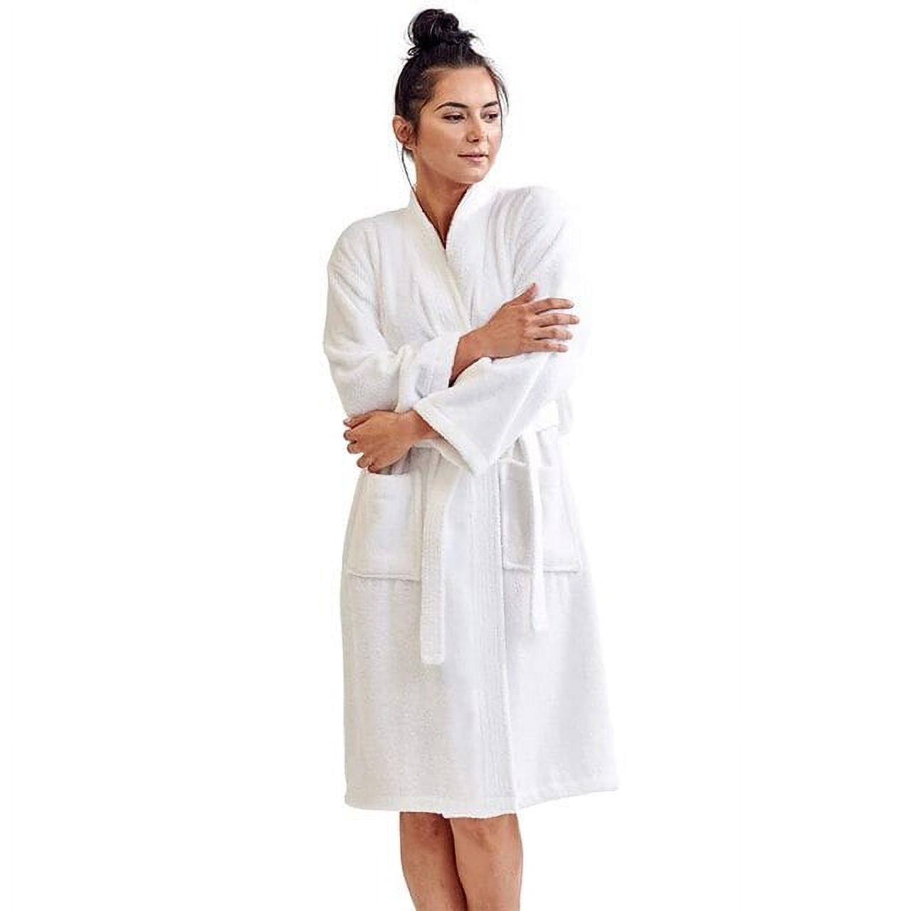 Kukuzhu Women's Cotton Terry Bathrobe V Neck Long Sleeve Winter Ladies