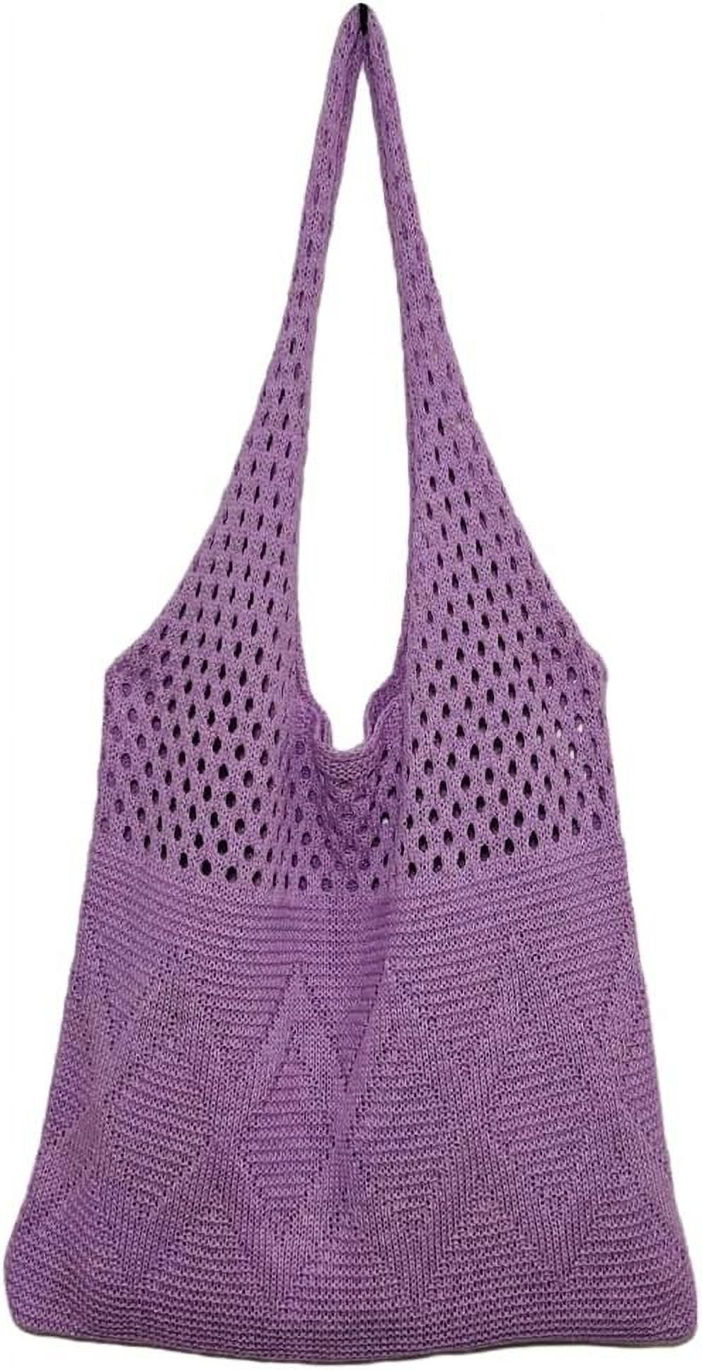 Kukuzhu Women's Crocheted Tote Bag Knitted Hobo Beach Bag Aesthetic Handmade Shoulder Handbag Cute Purse Travel Shopper