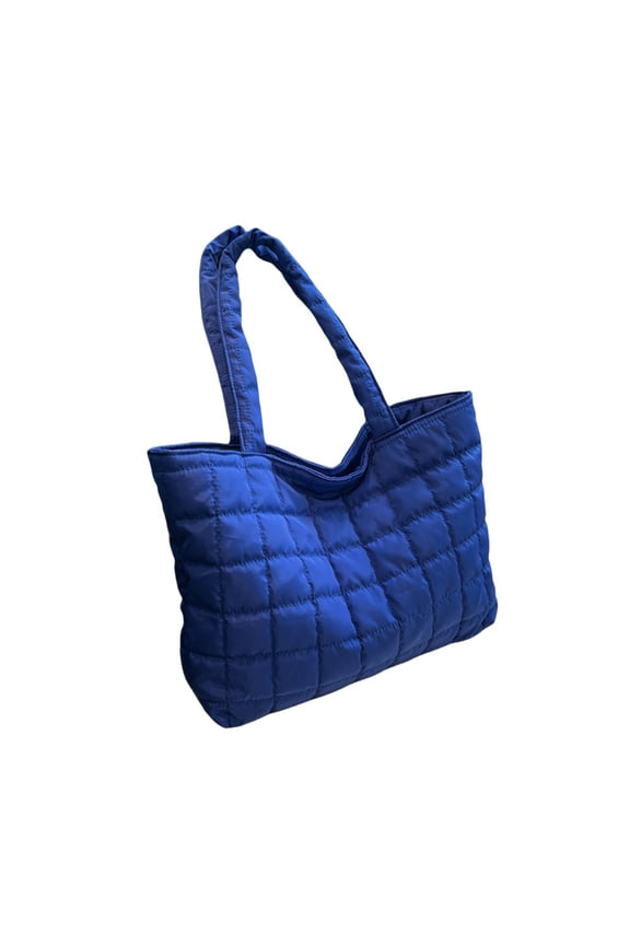 Women's Down Cotton Geometric Tote Shoulder Handbag, Blue