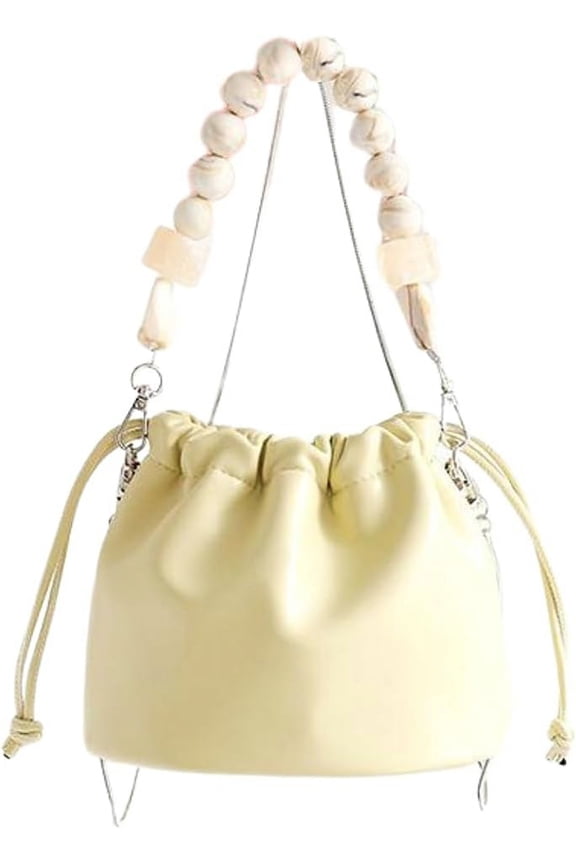 Women's Drawstring Bucket Bag Vintage Soft Leather Versatile Handbag Cute One-Shoulder Cross-Body Bag