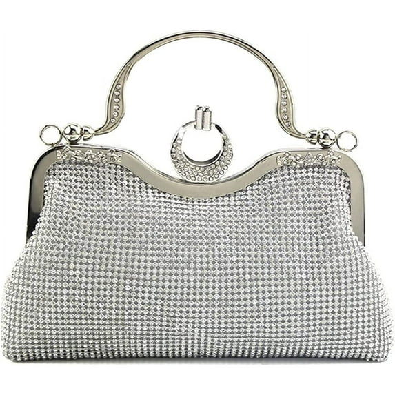 Kukuzhu Women's Evening Clutch Purse Retro Crystal Tote Bag Wedding Party Glitter Purse Evening Handbags
