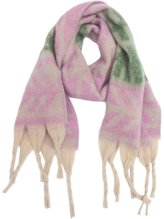 Women's Fringed Scarf Shawl Leaf Pattern Autumn And Winter Thick Scarf Simple Fashion Shawl
