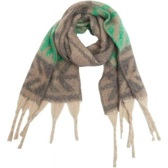 Kukuzhu Women's Fringed Scarf Shawl Leaf Pattern Autumn And Winter Thick Scarf Simple Fashion Shawl