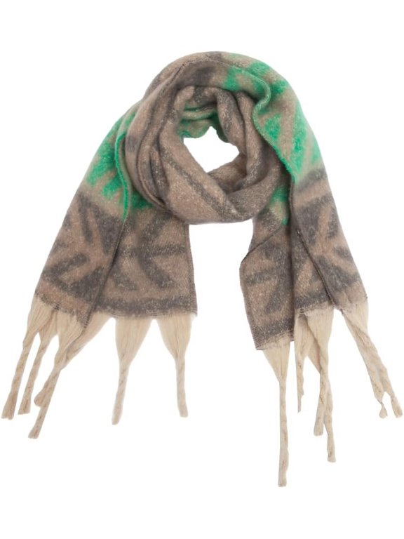 Women's Fringed Scarf Shawl Leaf Pattern Autumn And Winter Thick Scarf Simple Fashion Shawl