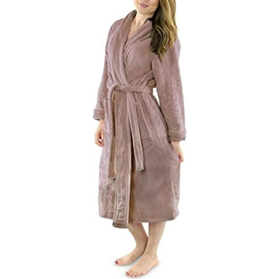 Kukuzhu Women’s Fuzzy Fleece Kimono Bathrobe Long Sleeve Belted Shower Robe Sleepwear