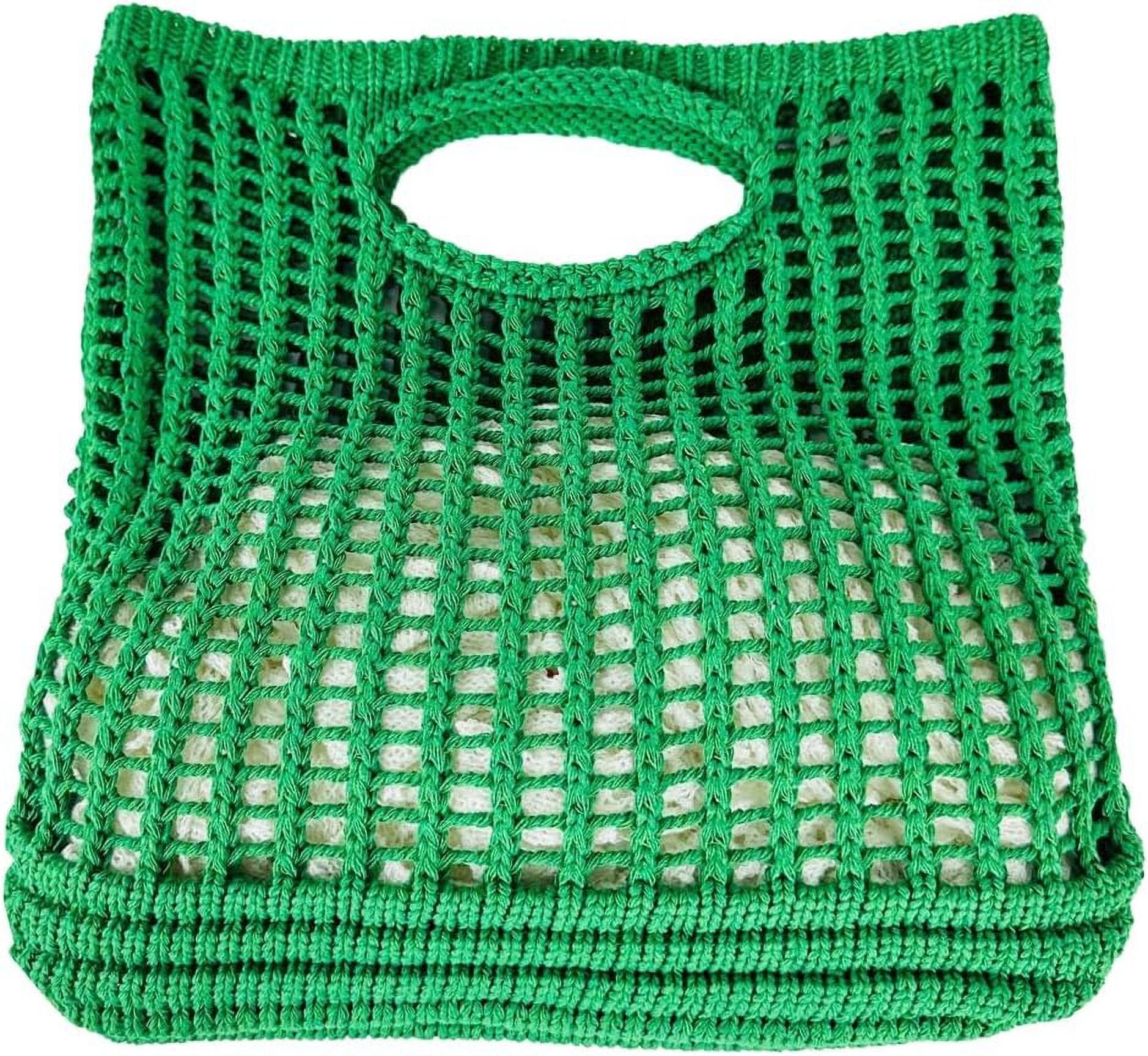 Kukuzhu Women's Handwoven Aesthetic Tote Bag Crochet Handbag Cute Knitted Mesh Beach Bag for Summer Vocation Shopping