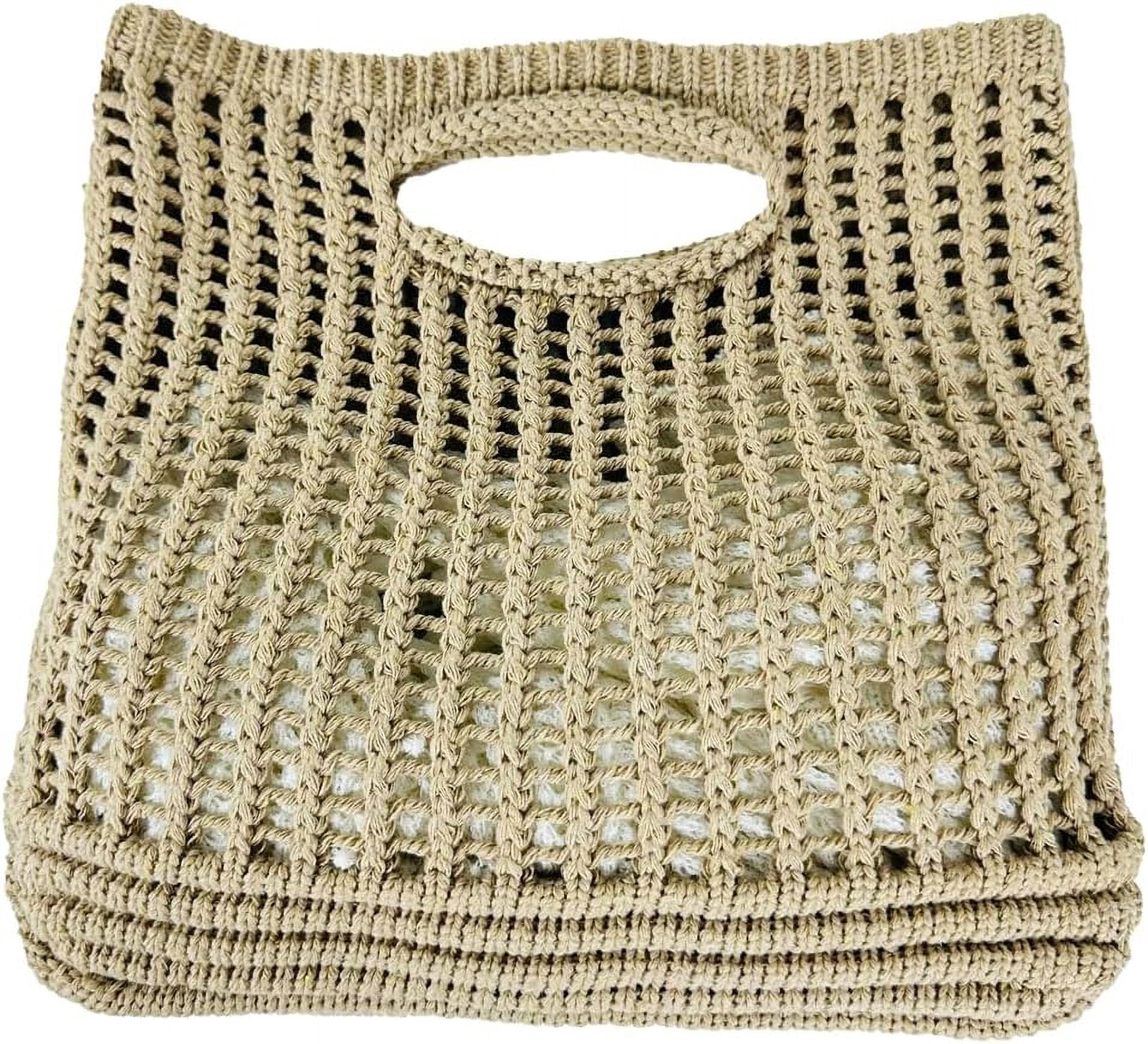 Kukuzhu Women's Handwoven Aesthetic Tote Bag Crochet Handbag Cute Knitted Mesh Beach Bag for Summer Vocation Shopping