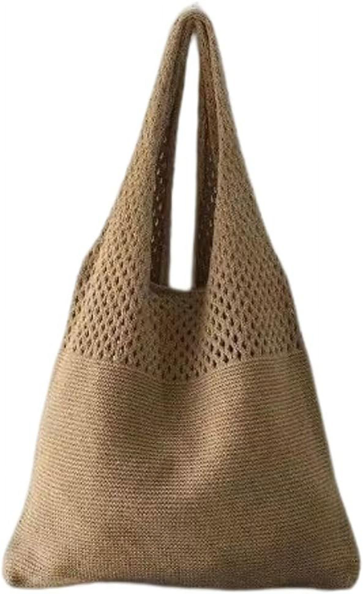 Kukuzhu Women's Handwoven Aesthetic Tote Bag Crochet Woven Hobo Bag Summer Knitted Cute Shoulder Bag Travel Shopping Grocery