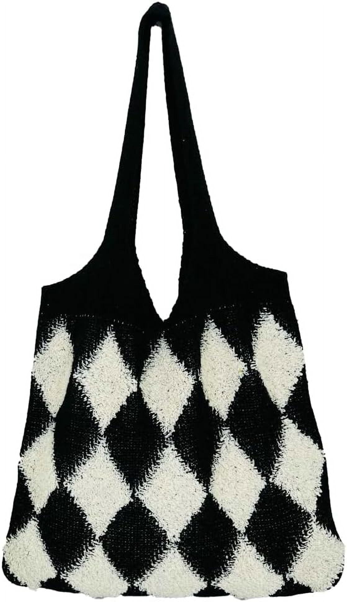 Kukuzhu Women’s Hobo Bag Crochet Large Purse Knitted Aesthetic Tote Bag Colorful Shopping Shoulder Bag Mesh 2023