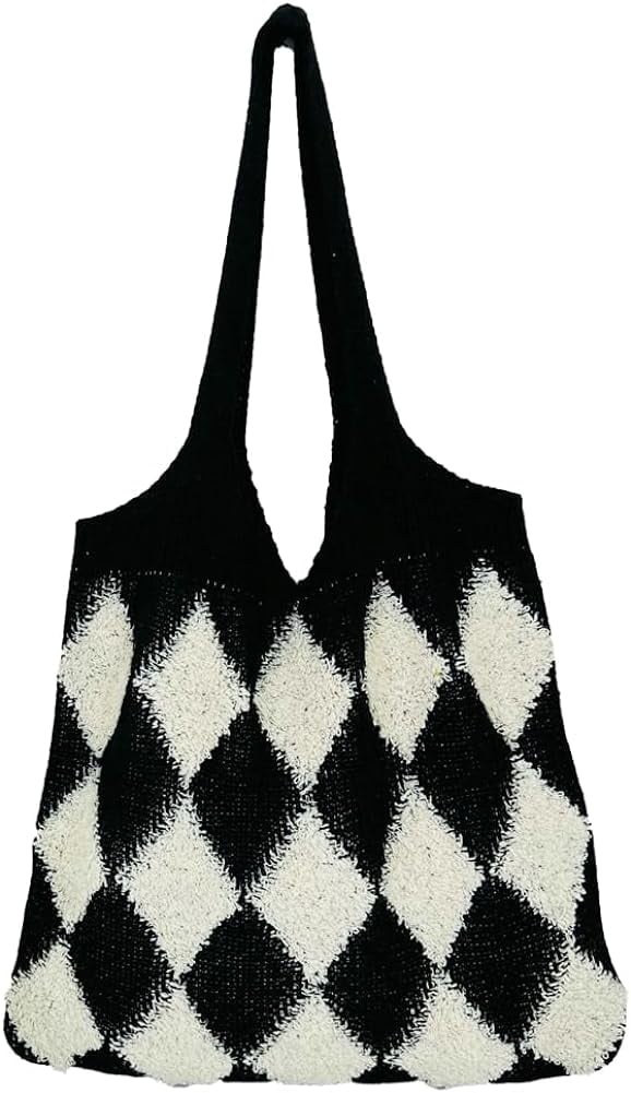 Kukuzhu Women’s Hobo Bag Crochet Large Purse Knitted Tote Bag Colorful Shopping Shoulder Bag Mesh 2023