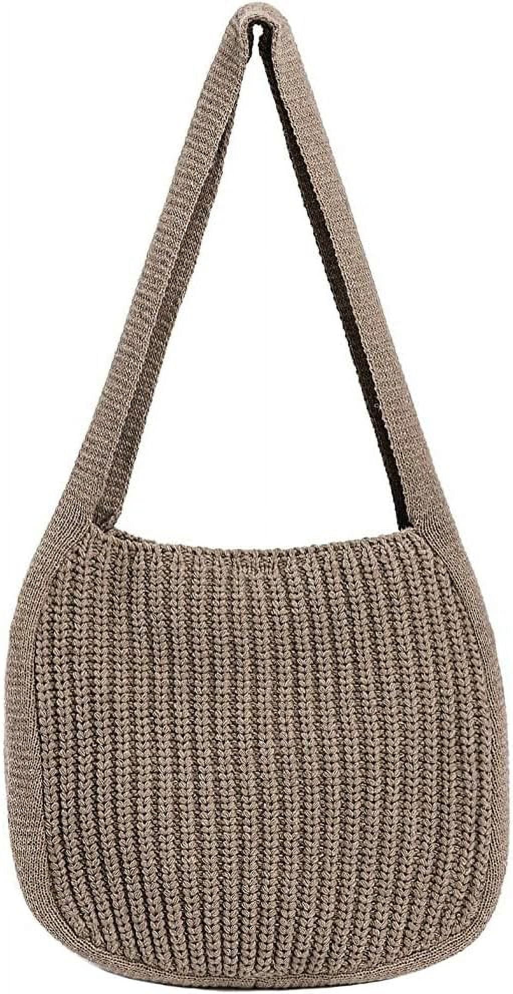 Kukuzhu Women's Hobo Bag Crocheted Shoulder Bag Large Knitted Handbags Tote Aesthetic Purse Top Handle Bag