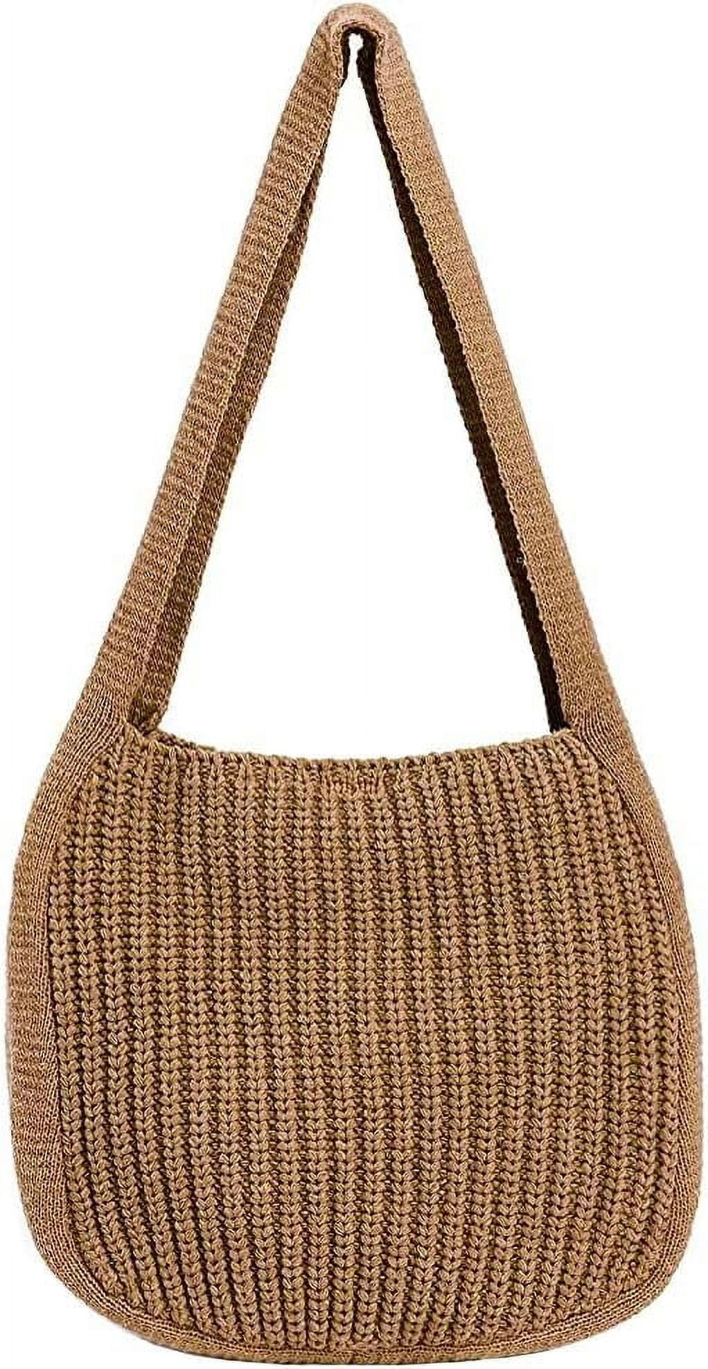 Kukuzhu Women's Hobo Bag Crocheted Shoulder Bag Large Knitted Handbags Tote Aesthetic Purse Top Handle Bag