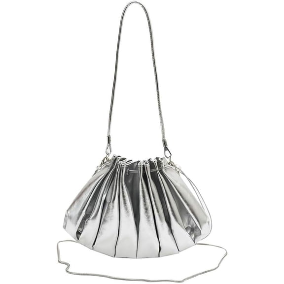 Kukuzhu Women's Hobo Bag PU Leather Shoulder Crossbody Bag Bucket Totes Pleated Chain Purse Satchels with Drawstring