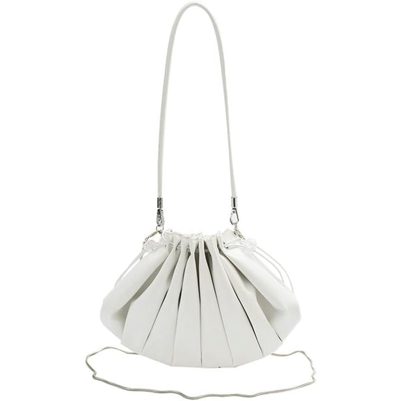 Kukuzhu Women's Hobo Bag PU Leather Shoulder Crossbody Bag Bucket Totes Pleated Chain Purse Satchels with Drawstring