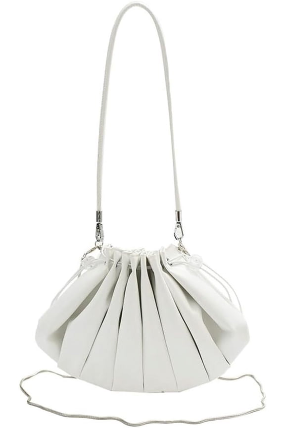 Women's Hobo Bag PU Leather Shoulder Crossbody Bag Bucket Totes Pleated Chain Purse Satchels with Drawstring