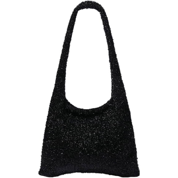 Kukuzhu Women's Hobo Bag Sequin Knitted Shoulder Crossbody Purse Handbag Large Totes Shiny Top Handle Bag