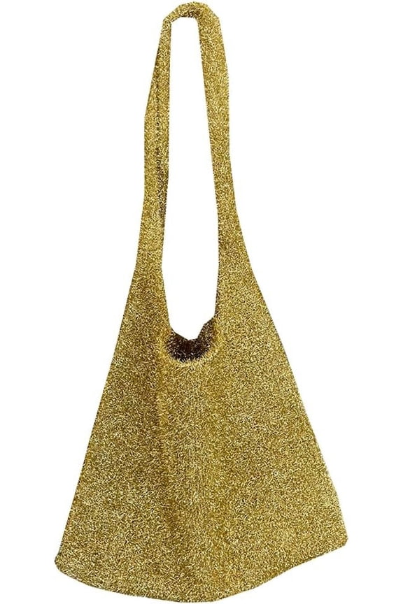 Women's Hobo Bag Sequin Knitted Shoulder Crossbody Purse Handbag Large Totes Shiny Top Handle Bag