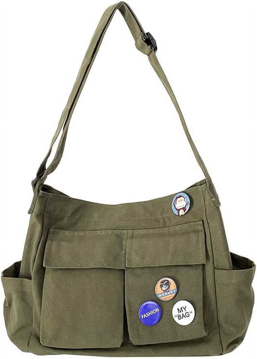 Kukuzhu Women's Japanese Grunge Academic Canvas Crossbody