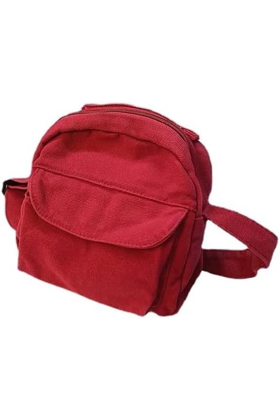 Women's Kawaii Coqutte Canvas Crossbody Bags Japanese Harajuku Aesthetic Shoulder Packs Casual Alt Fairycore Pueses (red)